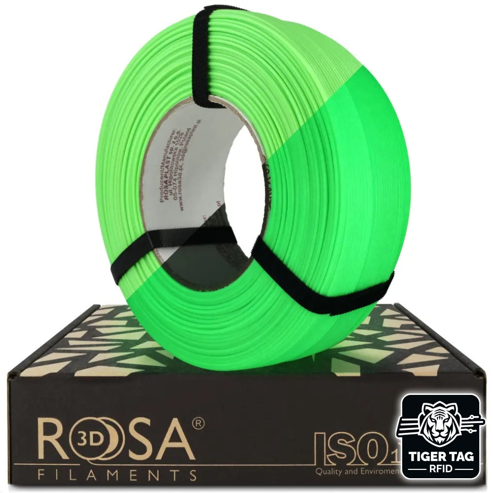 Rosa3D - PETG Standard HS Glow in the Dark - Vert Fluo (Neon Green) - 1,75 mm - 1kg - Refill avec RFID TigerTag
