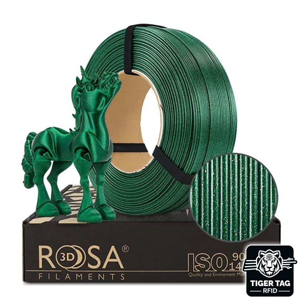 Rosa3D - PLA Galaxy - Vert Émeraude (Emerald Green) - 1,75 mm - 1 kg Refill avec RFID Tiger Tag