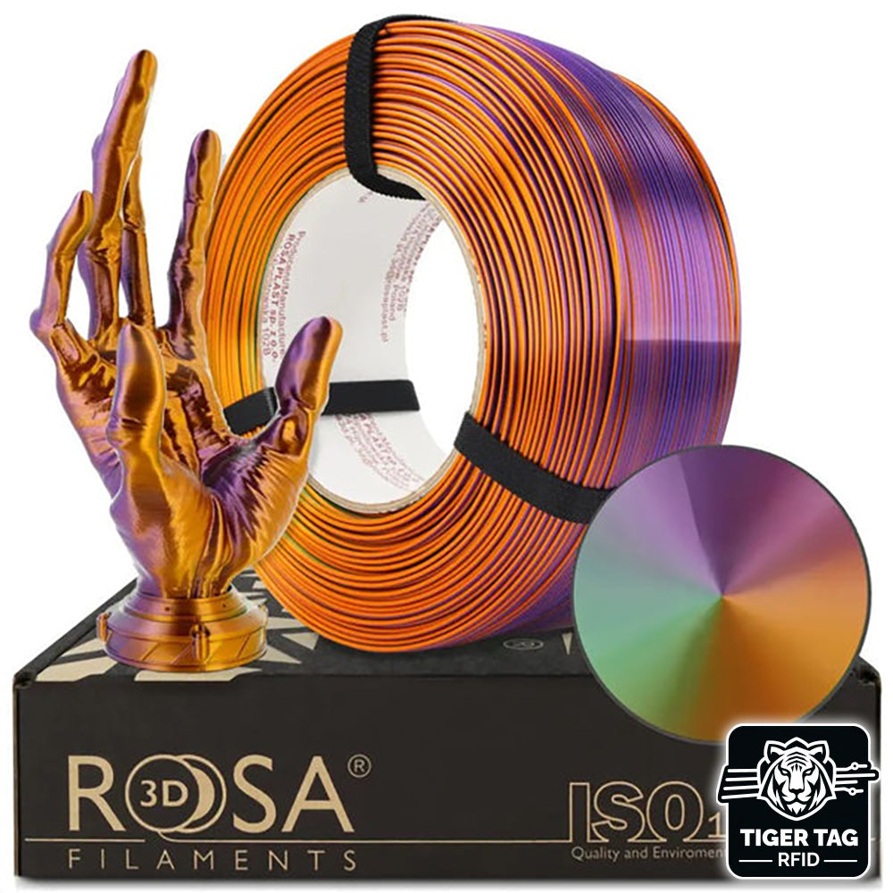 Rosa3D - PLA Magic Silk - Cameleon (Orange-Violet-Green) - 1,75 mm - 1 kg Refill avec RFID Tiger Tag