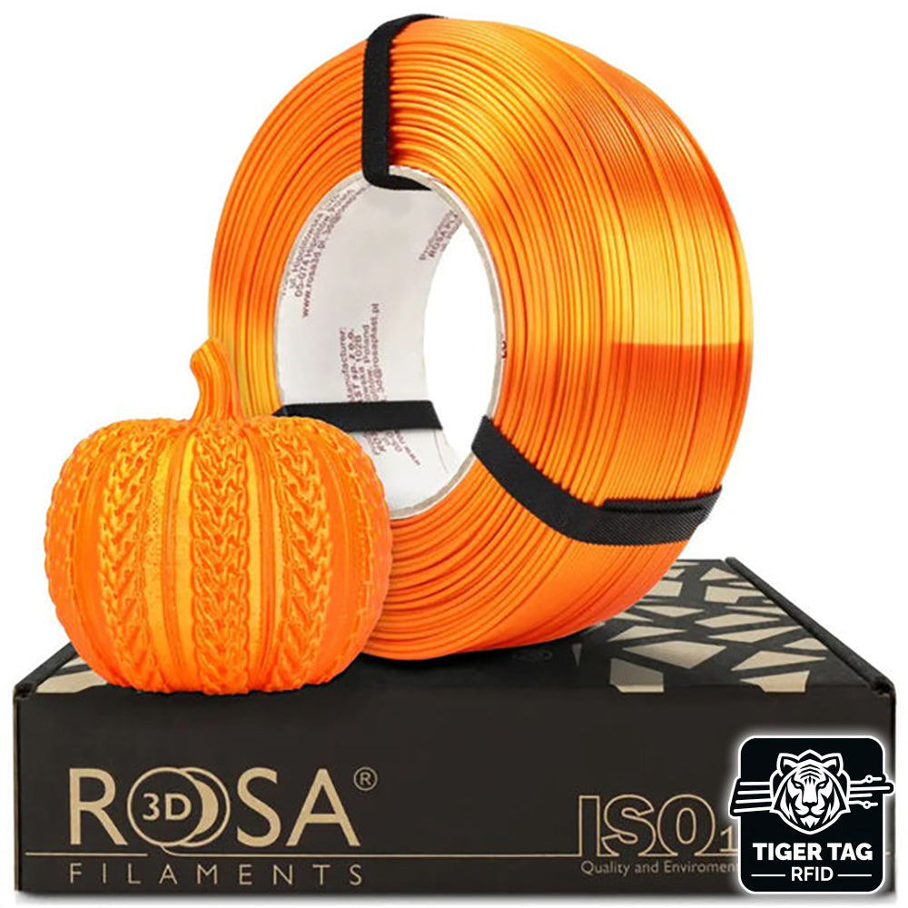 Rosa3D - PLA Silk - Orange - 1,75 mm - 1 kg Refill avec RFID Tiger Tag