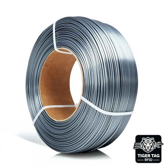 PLA-Silk Acier (Steel) 1,75 mm 1 kg Refill avec RFID Tiger Tag