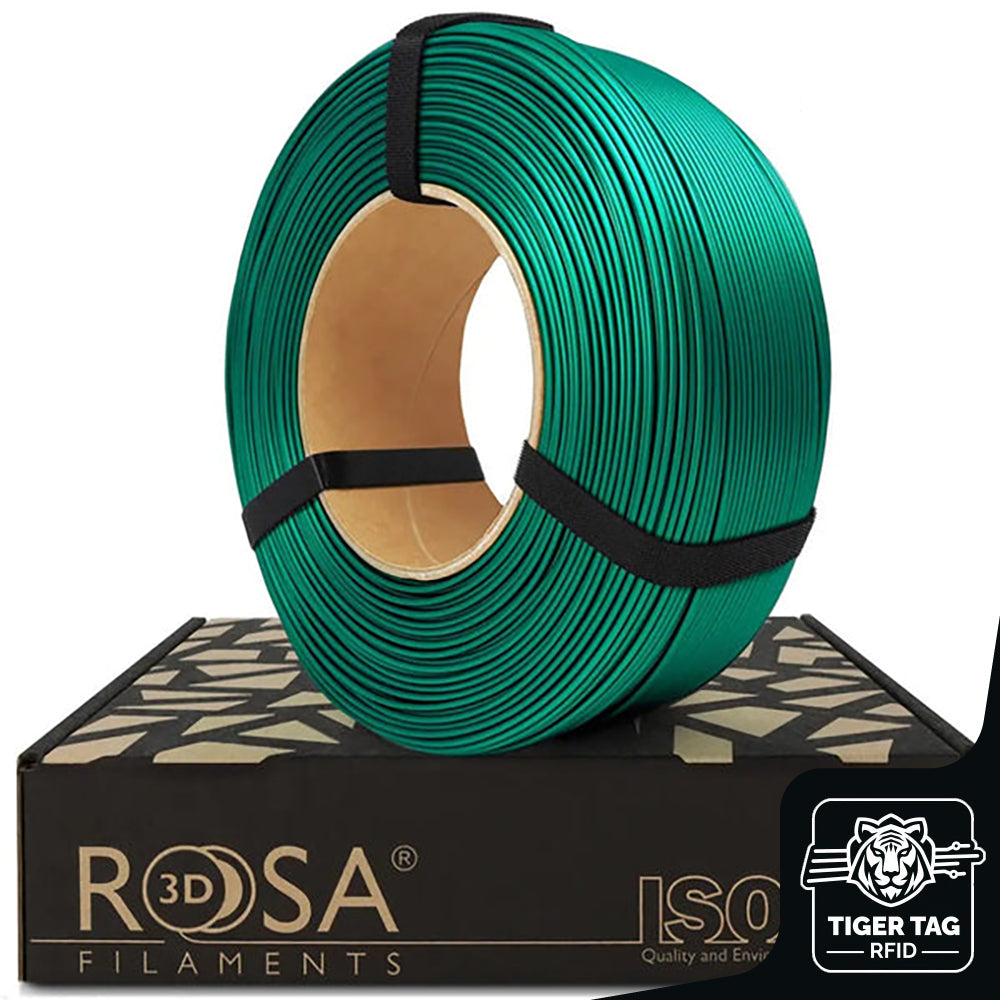 PLA Starter Vert Émeraude Satiné (Emerald Green Satin) 1,75 mm 1 kg Refill avec RFID Tiger Tag