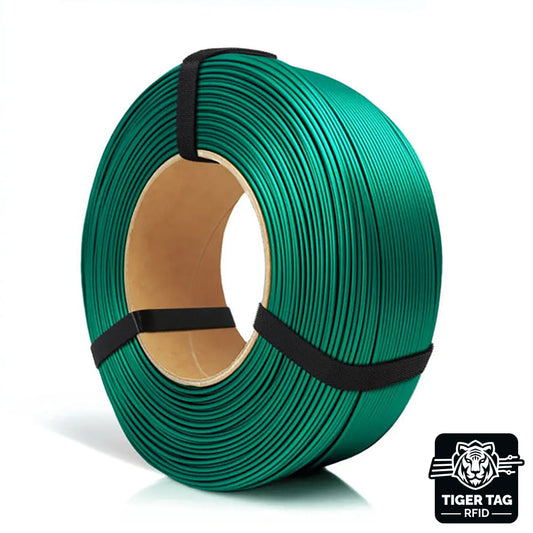 PLA Starter Vert Émeraude Satiné (Emerald Green Satin) 1,75 mm 1 kg Refill avec RFID Tiger Tag