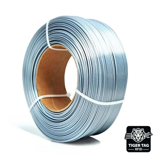 PLA-Silk Argent (Silver) 1,75 mm 1 kg Refill avec RFID Tiger Tag